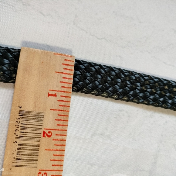 Chaps Women Sz Medium 26-28 Black Braided Silver Buckle 1 1/4" Wide - Picture 8 of 9